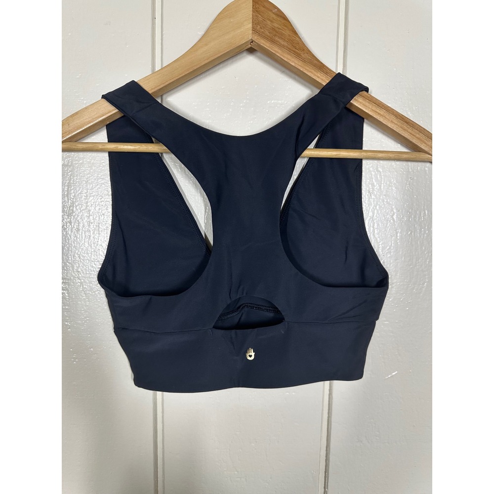 Spiritual Gangster Sports Bra Womens S Black V-Neck Racerback Keyhole Activewear - Picture 2 of 7